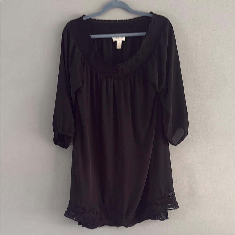 Chico's Black embroidered trimmed Relaxed Mini Dress